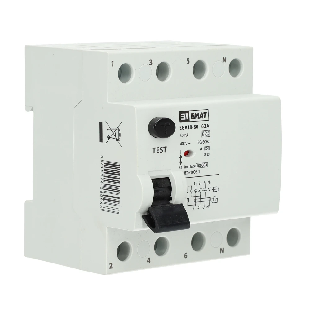 EMAT aardlekschakelaar 4-polig 63A 30mA type A (85002005) main product photo