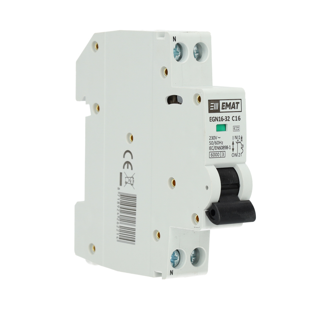 Miniatuur van EMAT installatieautomaat 1-polig+nul 16A C-Kar (85001005)