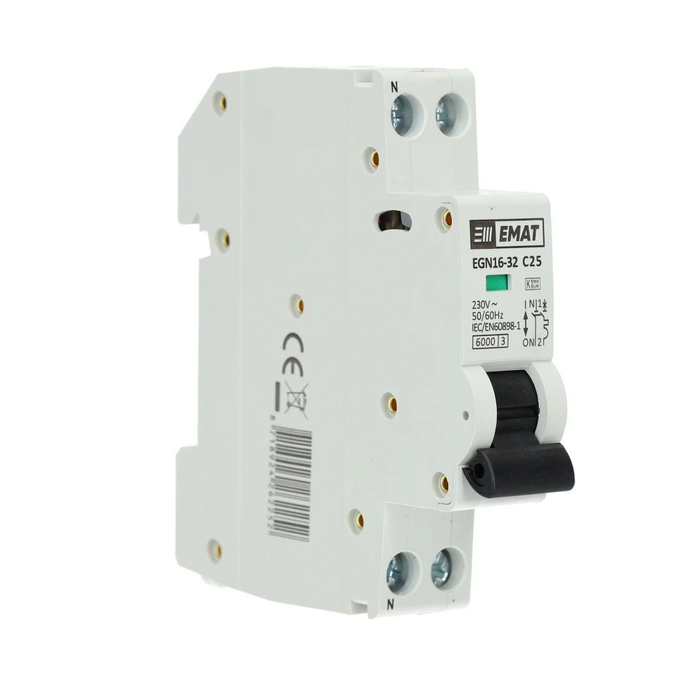 EMAT installatieautomaat 1-polig+nul 25A C-Kar (85001009) main product photo