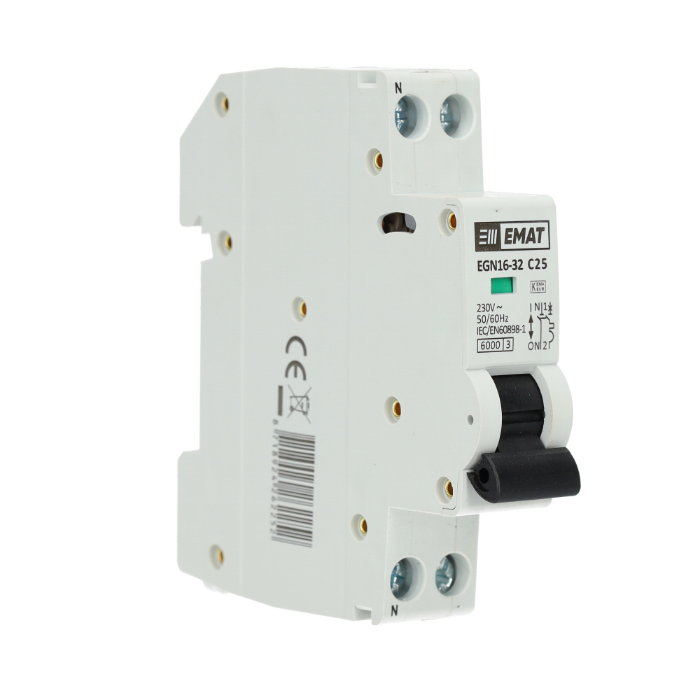 EMAT installatieautomaat 1-polig+nul 25A C-Kar (85001009) main product photo