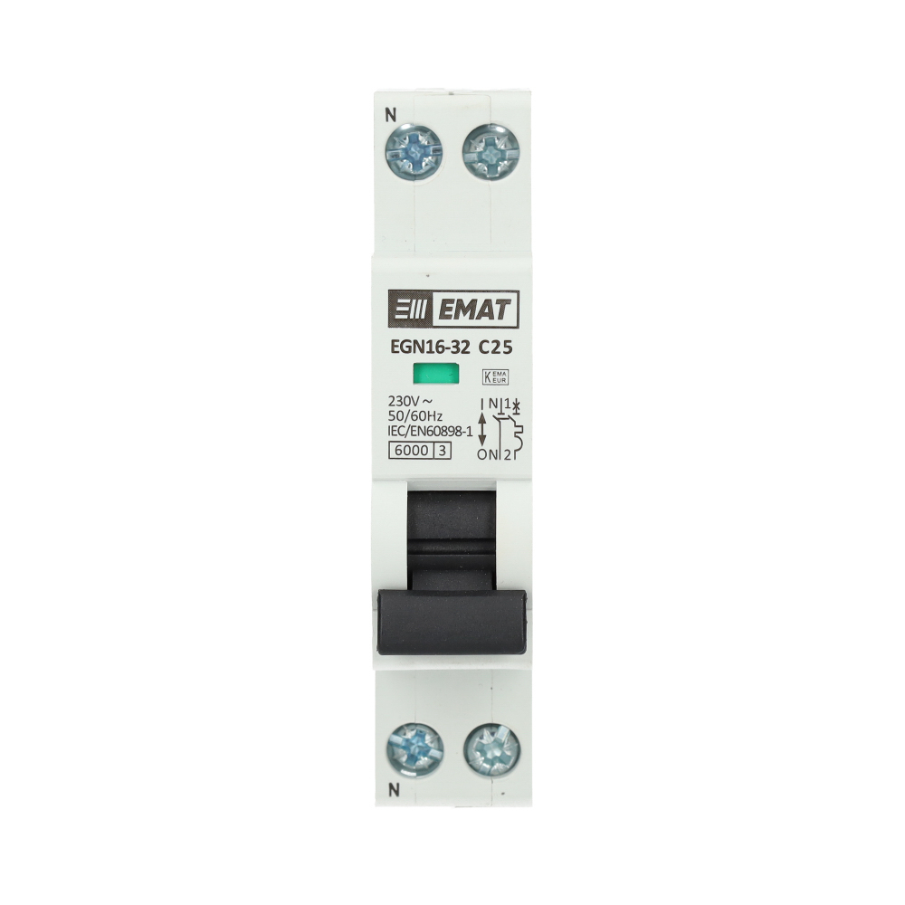 Miniatuur van EMAT installatieautomaat 1-polig+nul 25A C-Kar (85001009)