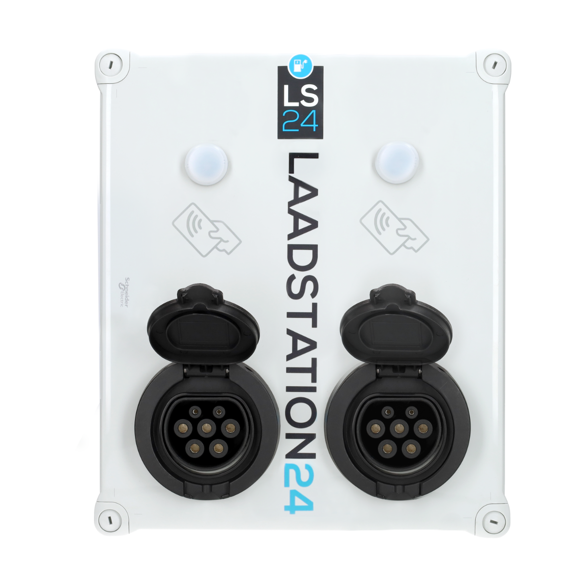 Miniatuur van LS24 dubbele laadpaal type 2 Mennekes wandcontactdoos met pasjessysteem 2x32A (2x22kW) - wit (2014043)