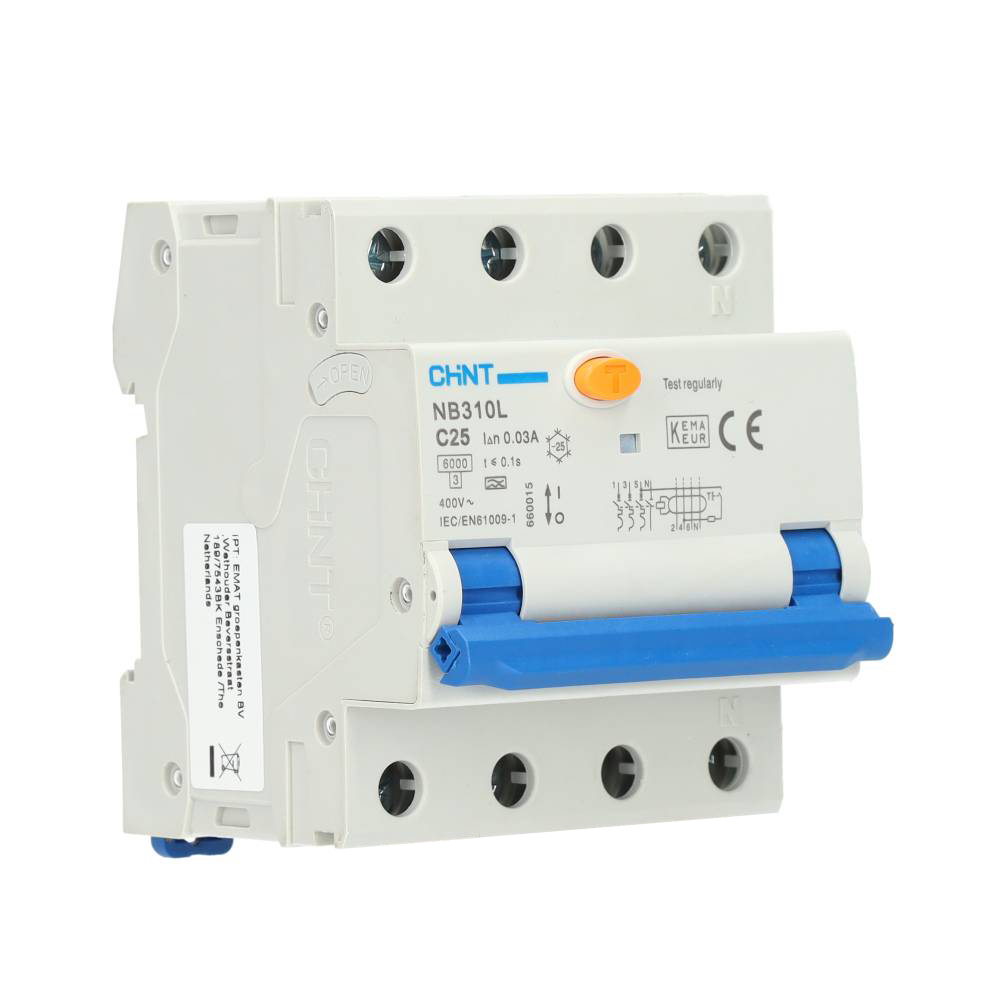 Chint aardlekautomaat 3-polig+nul 25A C-kar 30mA (2015C25) main product photo