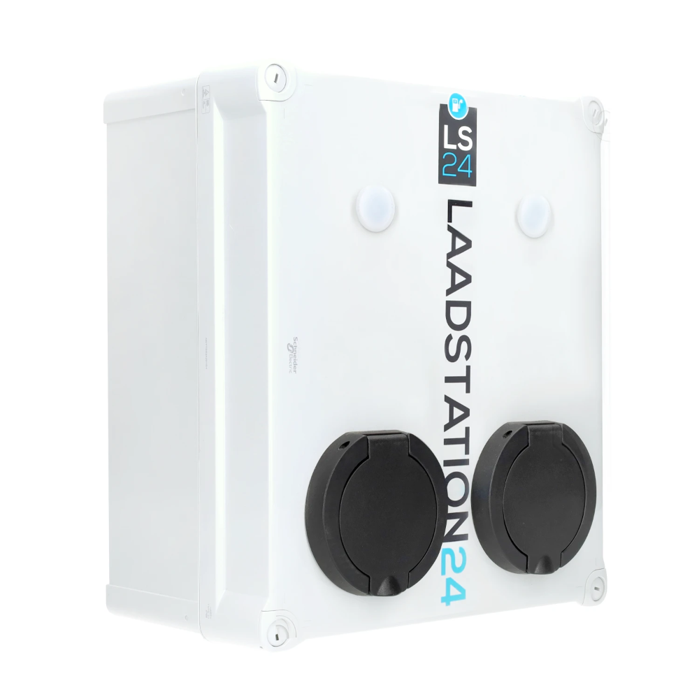 Miniatuur van LS24 dubbele laadpaal type 2 Mennekes wandcontactdoos 2x32A (2x22kW) - wit (2014041)