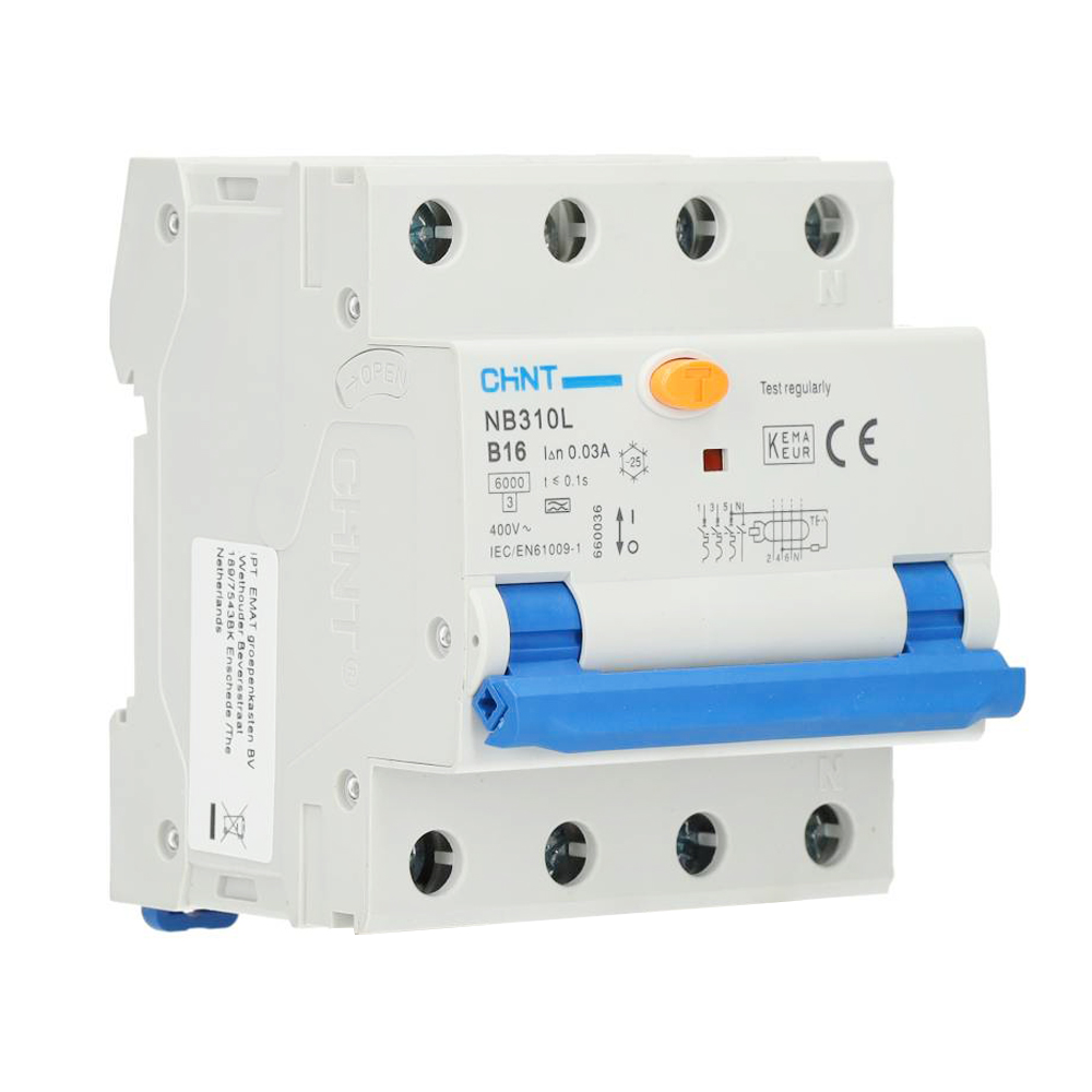 Chint aardlekautomaat 3-polig+nul 16A B-kar 30mA (2015B16) main product photo