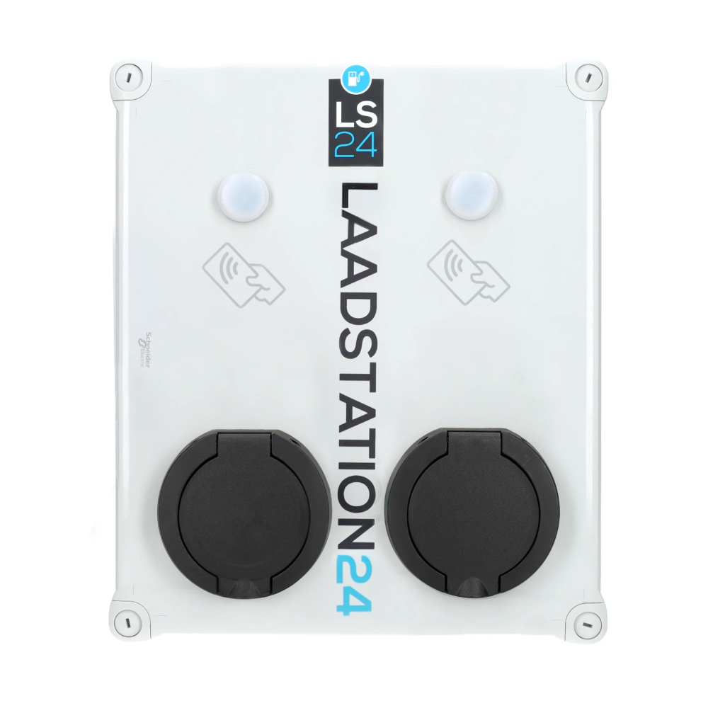 Miniatuur van LS24 dubbele laadpaal type 2 Mennekes wandcontactdoos met pasjessysteem 2x16A (2x11kW) - wit (2014042)