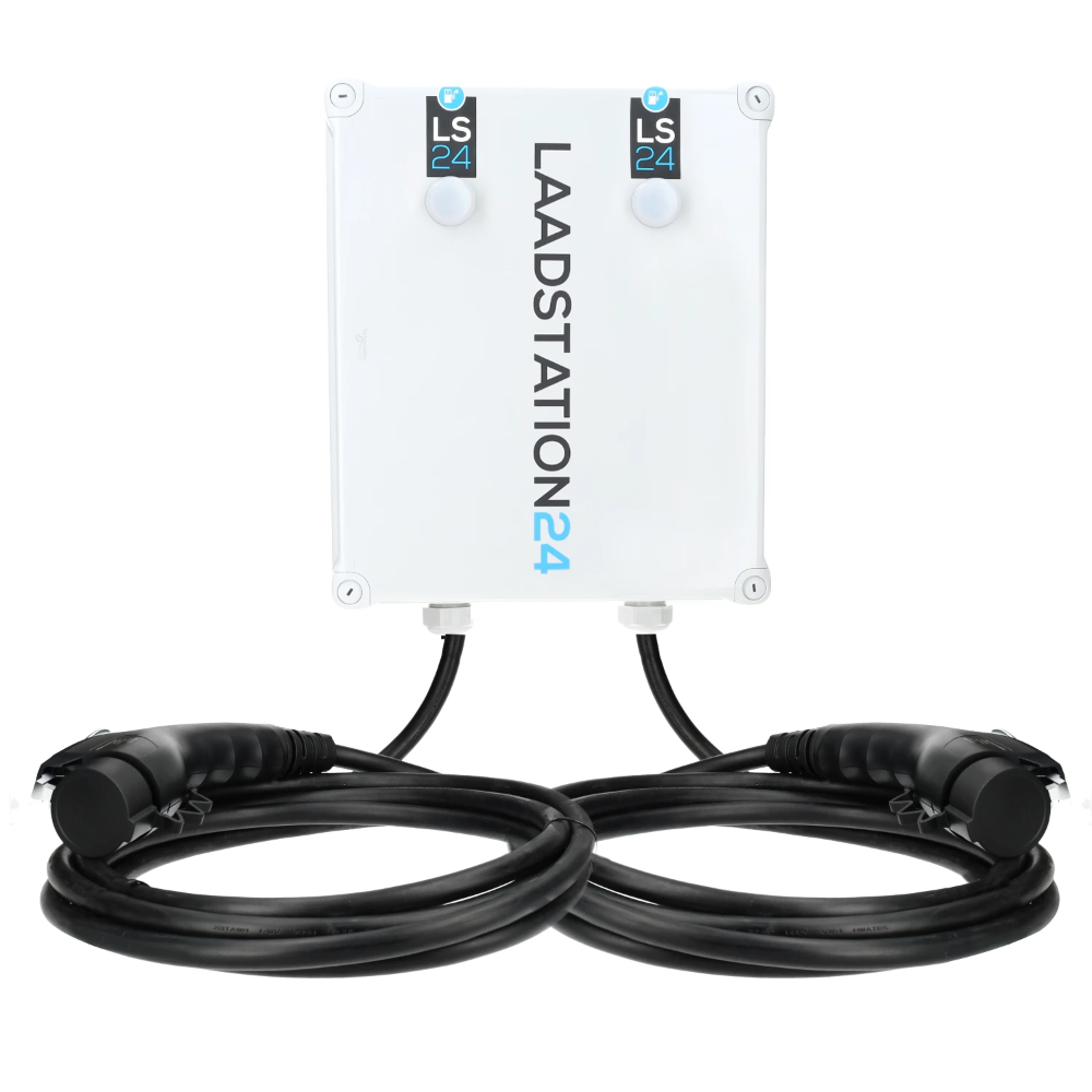 Miniatuur van LS24 dubbele laadpaal type 2 2x32A (2x22kW) 5 meter kabel - wit (2014025)