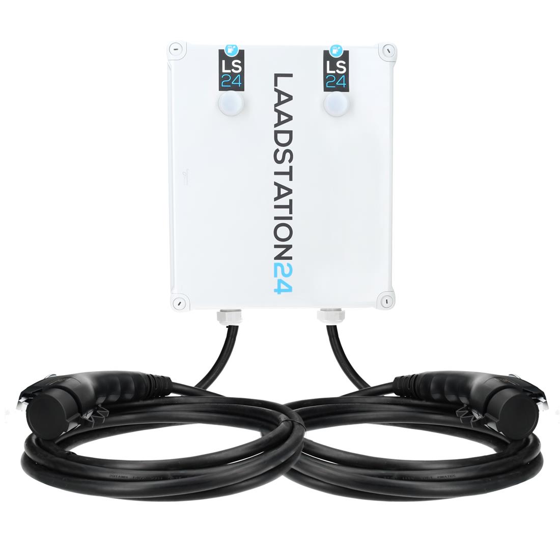 Miniatuur van LS24 dubbele laadpaal type 2 2x16A (2x3,7kW) 5 meter kabel - wit (2014012)