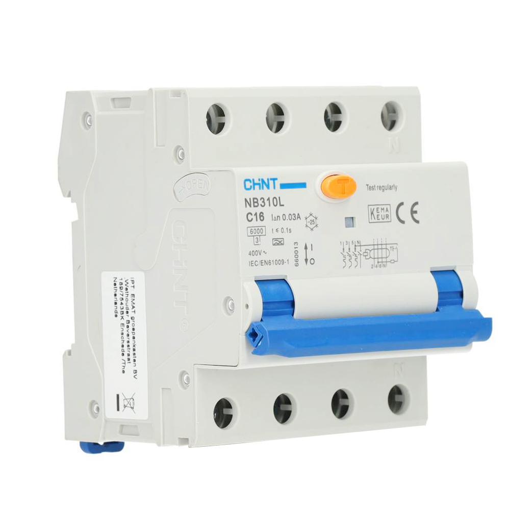 Chint aardlekautomaat 3-polig+nul 16A C-kar 30mA (2015C16) main product photo