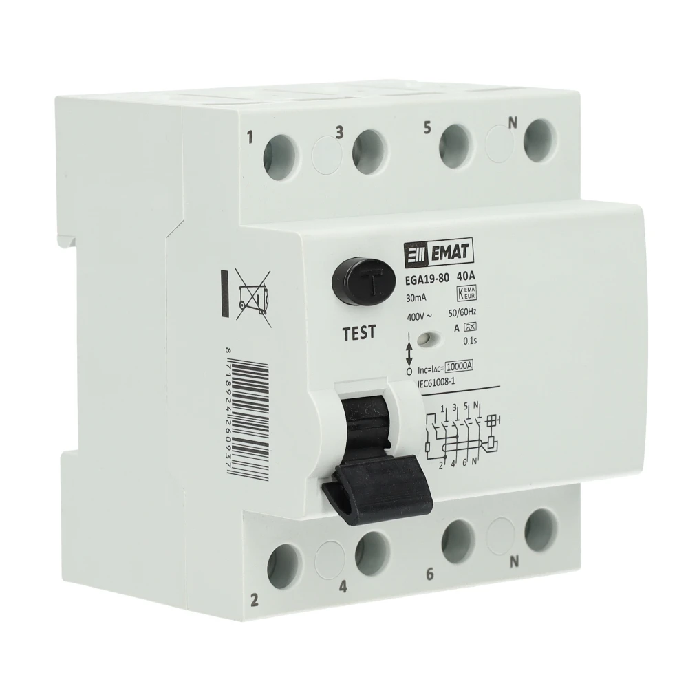 EMAT aardlekschakelaar 4-polig 40A 30mA type A (85002004) main product photo
