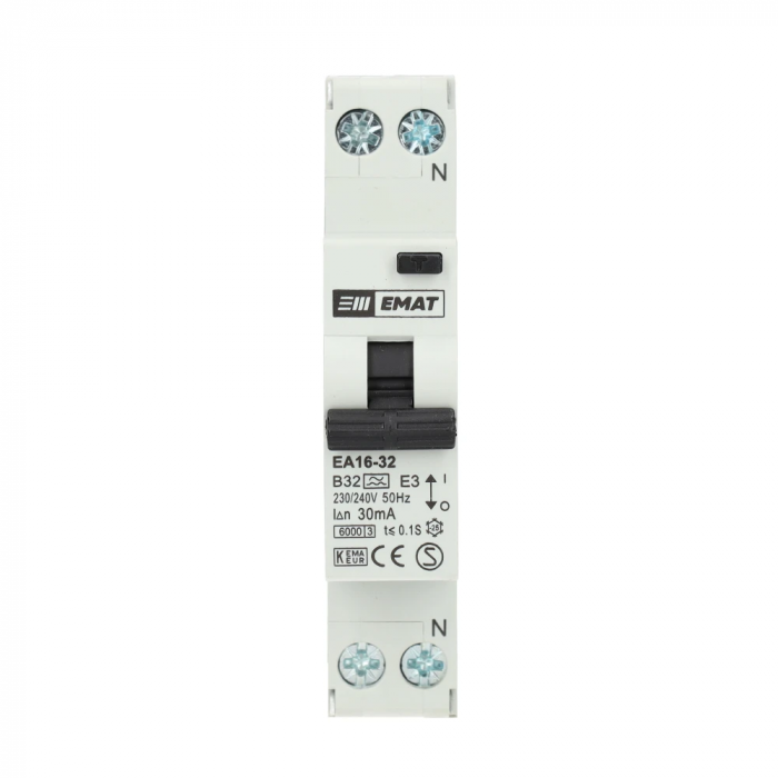 EMAT aardlekautomaat 1-polig+nul 32A B-kar 30mA (85006010)