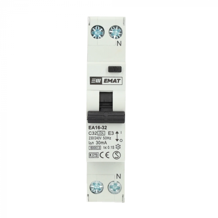 EMAT aardlekautomaat 1-polig+nul 32A C-kar 30mA (85006011)