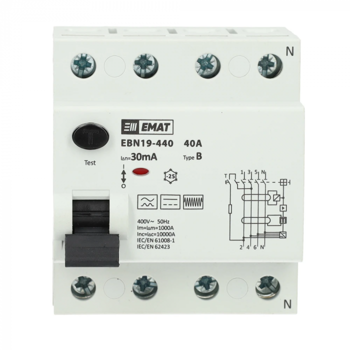 EMAT aardlekschakelaar 4-polig 40A 30mA type B (85002011)