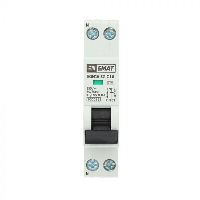 EMAT installatieautomaat 1-polig+nul 16A C-Kar (85001005)