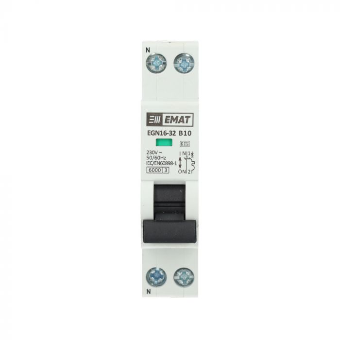 EMAT installatieautomaat 1-polig+nul 10A B-kar (85001002)