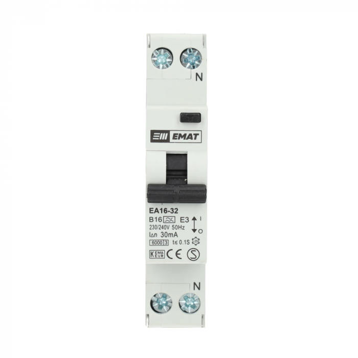 EMAT aardlekautomaat 1-polig+nul 16A B-kar 30mA (85006004)