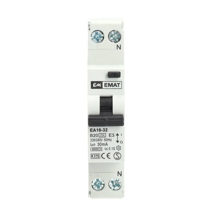 EMAT aardlekautomaat 1-polig+nul 20A B-kar 30mA (85006006)