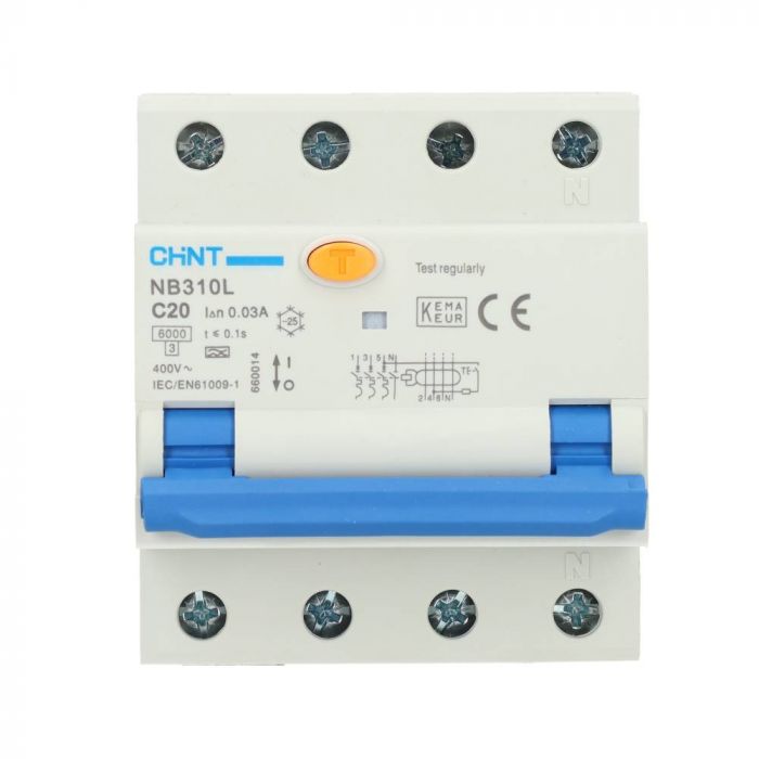 Chint aardlekautomaat 3-polig+nul 20A C-kar 30mA (2015C20)