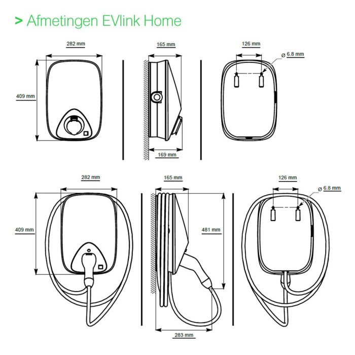 Schneider Electric EVlink Home laadpaal (3,7-11kW) met 5 meter kabel (EVH4S11NC)