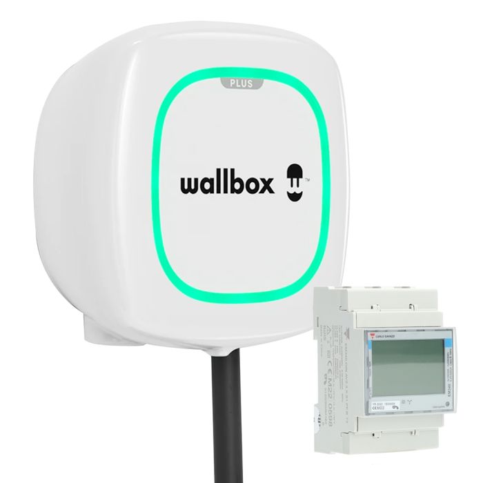 Wallbox Pulsar Plus laadpaal (3,7 - 22kW) met 5 meter kabel - wit met Power Boost meter 3-fase tbv loadbalancing