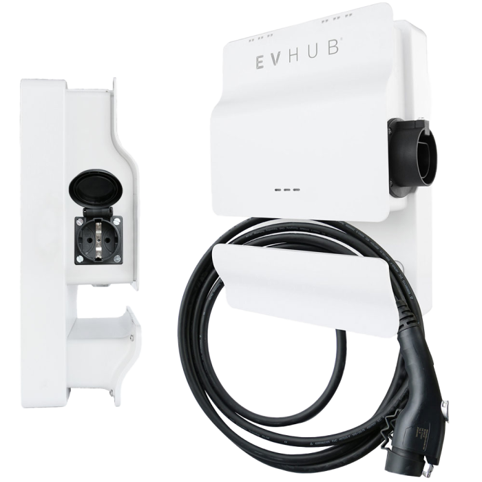 EVHUB laadpaal type 2 16A (3,7-11kW) met laadkabel 5 meter - wit (LP-18GYWSCMIF)