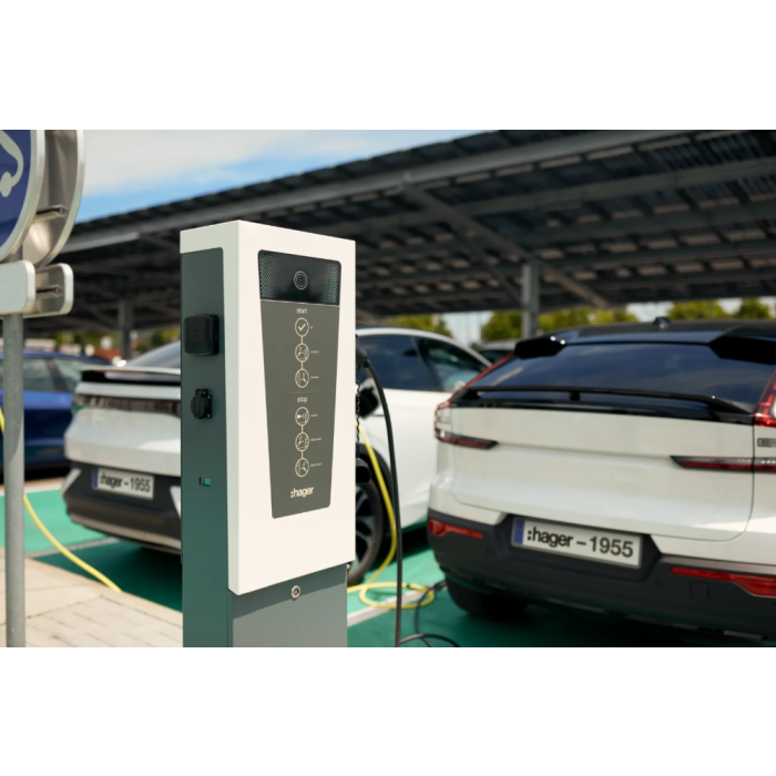 Hager Witty Park 2-voudig laadstation type 2 32A (2x22kW) OCPP met RFID en MID-meter - wit (XEV653C)