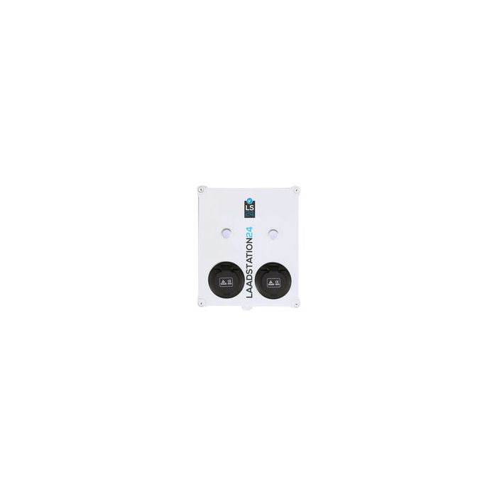 LS24 dubbele laadpaal type 2 Mennekes wandcontactdoos 2x32A (2x22kW) - wit (2014041)