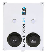 LS24 dubbele laadpaal type 2 Mennekes wandcontactdoos 2x32A (2x22kW) - wit (2014041)