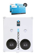 LS24 dubbele laadpaal type 2 Mennekes wandcontactdoos met pasjessysteem 2x32A (2x22kW) - wit (2014043)