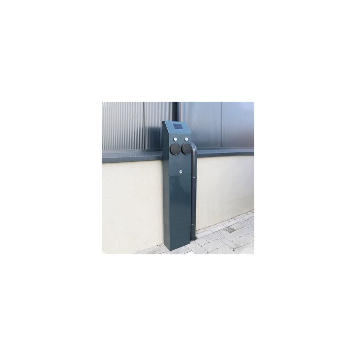 EVHUB dubbele laadzuil Mennekes wandcontactdoos met pasjessysteem 32A (2x7,4kW/22kW) (EV-HUB201802PAS32A)