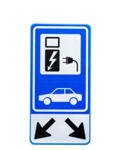 verkeersbord opladen elektrische auto 40 x 80 cm + 2 pijlen (zonder bevestigingsmateriaal)